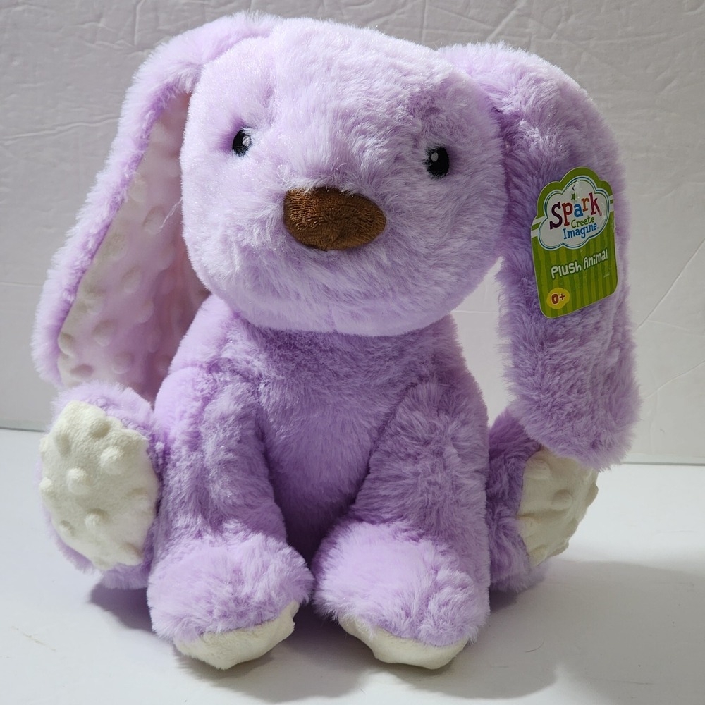 Spark Create Imagine Lavender Bunny Rabbit Plush Rattle Crinkle Toy 10"